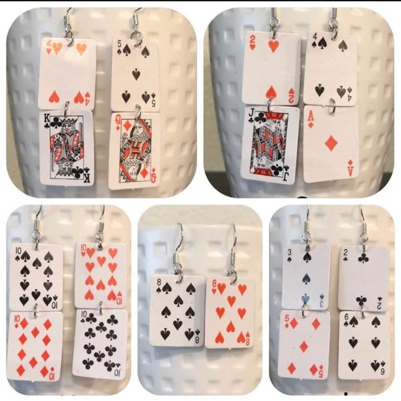 Mini poker earrings, playing cards earrings - Picture 1 of 8